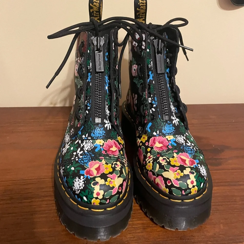 Dr. Martens Sinclair Floral Mashup - Black Floral Combat Boots - Picture 4 of 6